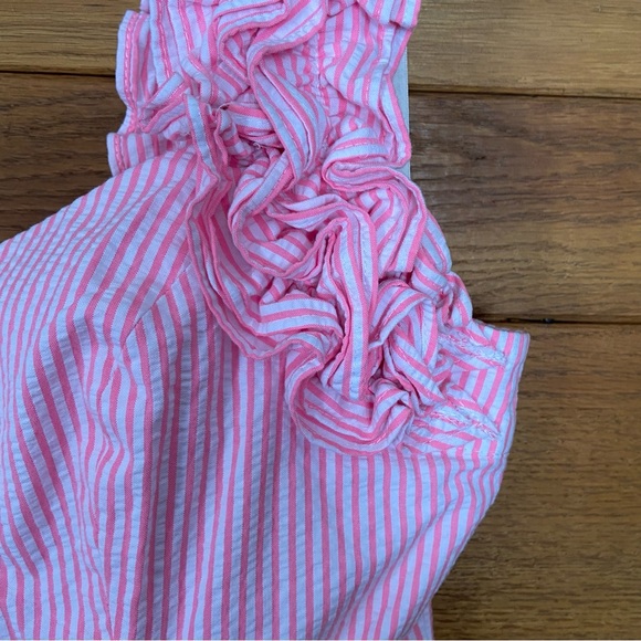 Lilly Pulitzer Devina pink and white seersucker striped ruffle sleeve mini dress - Picture 3 of 7